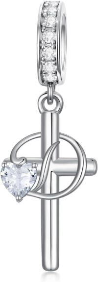 wholesale 925 Sterling Silver ABC Initial Cross Charm Pendant Beads for Bracelet-4-D