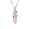 wholesale 925 Sterling Silver Pink Rose Quartz Amethyst Butterfly Pendant Necklace-0-0