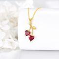 wholesale 925 Sterling Silver Heart-Shaped Red Crystal Leaf Charm Pendant Necklaces for Women Gifts-0-3