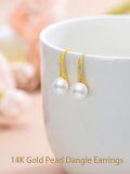 wholesale 14K Gold White Freshwater Pearl Diamond Drop Earrings for Women-0-5