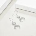 wholesale 925 Sterling Silver & 18K White Gold Plated Celestial Sun and Moon Drop Dangle Earrings for Women Girls Gifts-0-2