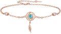 wholesale Rose Gold Turquoise Feather Dreamcatcher Adjustable Bracelet - 925 Sterling Silver  (9)-0-0