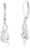 wholesale 925 Sterling Silver Heart-Shaped Opal and Cubic Zirconia Infinity Loop Dangle Earrings for Women-0-0