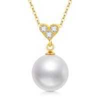 TOUPOP 14K Gold Pearl Necklace with Bow/Heart/Dolphin Pendant-undefined