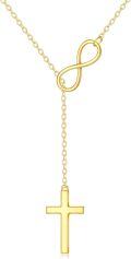 wholesale 10K Gold Infinity & Cross Lariat Necklace for Women-0-0