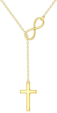 wholesale 10K Gold Infinity & Cross Lariat Necklace for Women-Infinity cross necklace