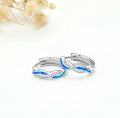 wholesale 925 Sterling Silver Blue Fire Opal & CZ Wave Design Hoop Earrings for Women-0-4