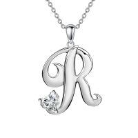 wholesale 925 Sterling Silver Heart Pendant With Letter R Design For Women Elegant Jewelry Gift-Initial R