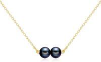 wholesale 14K Real Gold Freshwater Cultured Pearl Pendant Necklace 14K Solid Gold Jewelry Anniversary Birthday Gifts for Women-2 Black