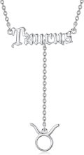 wholesale 925 Sterling Silver Taurus Zodiac Sign Lariat Necklace with Pendant for Women Astrology-0-0