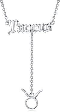 wholesale 925 Sterling Silver Taurus Zodiac Sign Lariat Necklace with Pendant for Women Astrology-Taurus-Silver