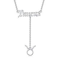 wholesale 925 Sterling Silver Taurus Zodiac Lariat Necklace-Taurus-Silver