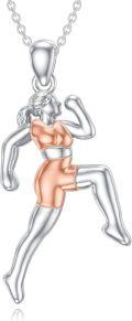 wholesale 925 Sterling Silver Running Girl Pendant Necklace - Fitness s for Women-0-0