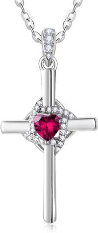 wholesale 925 Sterling Silver White Gold Plated Infinity Cross Birthstone Pendant Jewelry for Women-07-July Birthstone