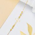 wholesale 14k Gold Cross Charm Bracelet With Beaded Links-0-2