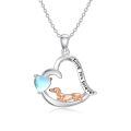 wholesale 925 Sterling Silver Dog Pendant Heart Necklace Wholesale With Blue Moonstone-0-0