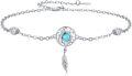 wholesale 925 Sterling Silver Turquoise Feather Dreamcatcher Adjustable Bracelet 8-13cm -0-0