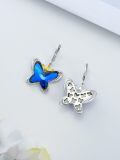 TOUPOP Sterling Silver Blue Crystal Butterfly Crown Leverback Dangle Earrings-0-4
