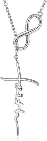 wholesale 925 Sterling Silver Infinity Cross Pendant Necklace for Women Christian  48cm Chain Length-Infinity Cross Necklace