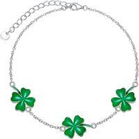 wholesale 925 Sterling Silver Green Clovers Lucky Charm Bracelet for Women-Four-leaf clover