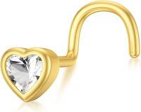 wholesale Gold Heart Shape CZ Nose Ring Hoop for Women Body Piercing s-Style 1