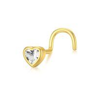 wholesale 14k Gold Heart Stud Earring Wholesale With Clear Gemstone-Style 1