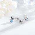 wholesale 925 Sterling Silver Hypoallergenic Blue Crystal Sloth Stud Earrings for Kids Adults-0-3