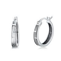 wholesale 925 Sterling Silver Hypoallergenic Small Hoop Geometric Patterned Earrings for Women-Cross-Oxidizied-Cross-Oxidizied