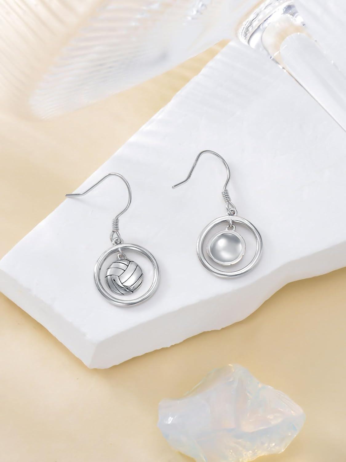 wholesale 925 Sterling Silver Sporty Circle Ball Drop Earrings - Soccer/Volleyball/Basketball/Football/Tennis-0-3