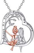 wholesale 925 Sterling Silver Heart-Shaped Sister Pendant Forever My Friend Necklace Gifts for Women-0-0