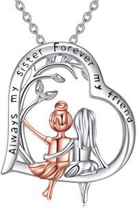 wholesale 925 Sterling Silver Heart-Shaped Sister Pendant Forever My Friend Necklace Gifts for Women-C-Sister