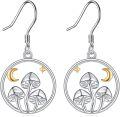 wholesale 925 Sterling Silver 925 Mushroom Moon Star Drop Dangle Hook Earrings  for Women and Girls-0-0