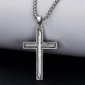 wholesale 925 Sterling Silver Mens Black Cross Necklace with Turquoise Pendant-0-2