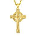 wholesale 925 Sterling Silver Celtic Cross Pendant With Gold Plating And Chain-0-0