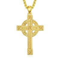 wholesale 925 Sterling Silver Celtic Cross Pendant With Gold Plating And Chain-Celtic Cross-C (Gold)