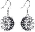 wholesale 925 Sterling Silver Viking Compass Moon Drop Earrings for Women-0-0