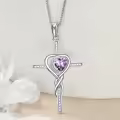 TOUPOP Sterling Silver Birthstone Cross Necklace Heart Infinity Jewelry Gifts-0-3