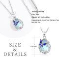 wholesale 925 Sterling Silver Blue Moonstone Butterfly Pendant Necklace-0-3