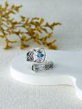 wholesale Sterling Silver Sun Moon Bee Celtic Tree Life Lotus Spoon Adjustable Open Ring Unisex Gift-0-5