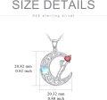 wholesale 925 Sterling Silver Moonstone & Garnet Heart Dachshund Crescent Pendant Necklace-0-3