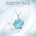 wholesale 925 Sterling Silver Turquoise and Larimar Paw Print Pendant Necklace for Dog Lovers Gifts-0-5