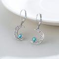wholesale 925 Sterling Silver Turquoise Crescent Moon Celtic Star Drop Earrings Hypoallergenic  for Women Girls-0-2