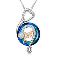 TOUPOP Sterling Silver Crystal Stethoscope Necklace Nurse Gift-undefined