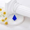 wholesale 925 Sterling Silver Cubic Zirconia Accent Triangle Pendant with Lapis Lazuli and Blue Stone Elements Necklaces-0-5