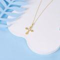 wholesale 14K Gold Heart-Shaped CZ Pendant Cross Necklace for Women - 18 Inches Chain Length-0-2