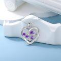 wholesale 925 Sterling Silver Purple Floral Heart Pendant Necklace for Women-0-1