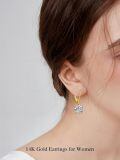 TOUPOP 14K Gold Moss Agate Moissanite Drop Dangle Earrings-0-1