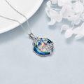 wholesale 925 Sterling Silver Howling Wolf Pendant with Blue Crystal Stone - Mother's Day Gifts for Her-0-4