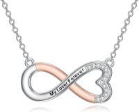 wholesale 925 Sterling Silver Rose Gold Heart Infinity Love Pendant Necklace-Infinity