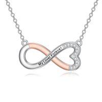 wholesale 925 Sterling Silver Rose Gold Heart Infinity Love Pendant Necklace-Infinity